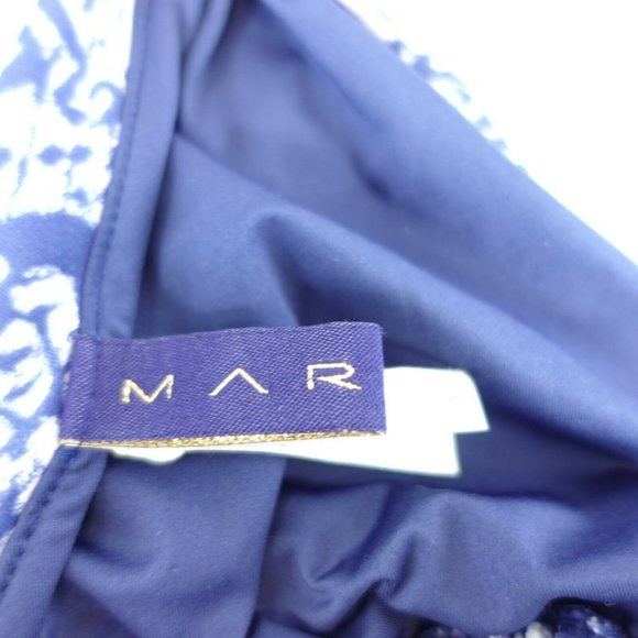 MAR Women Navy Blue Bikini Top MEDIUM Triangle Halter Strappy‎ Front Gold buckle - Picture 2 of 10